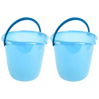 Hega Hogar Emmer - Set van 5x stuks - blauw - kunststof - met handvat - 10 liter