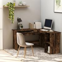 Hoekbureau 120x140x75 cm bewerkt hout gerookt eikenkleurig