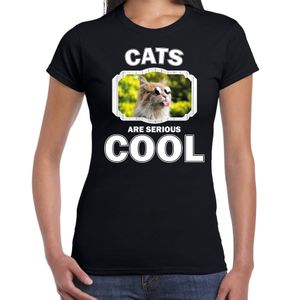 Dieren gekke poes t-shirt zwart dames - cats are cool shirt