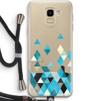 Gekleurde driehoekjes blauw: Samsung Galaxy J6 (2018) Transparant Hoesje met koord
