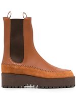 Ulla Johnson Jodie whipstitch-trim leather chelsea boots - Marron