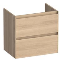 Brauer Inspire - Onderkast Ondiep - 60 cm - met 2 Softclose Lades Greeploos en 1 Sifon Uitsparing - Lamellen Eiken Naturel