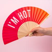 Houten Waaier - I'm Hot/roze Oranje