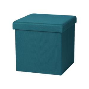 Hocker zit bankje - poef 1-zits - opbergbox - zeeblauw - polyester/mdf - 38 x 38 cm - opvouwbaar