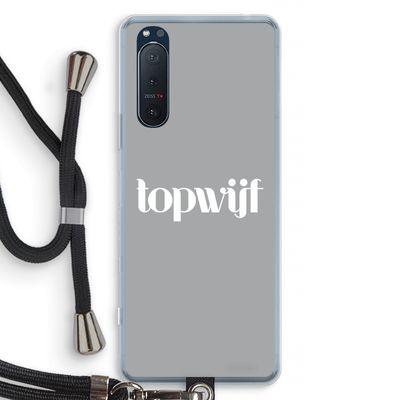 Topwijf Grijs Wit: Sony Xperia 5 II Transparant Hoesje met koord
