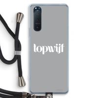 Topwijf Grijs Wit: Sony Xperia 5 II Transparant Hoesje met koord