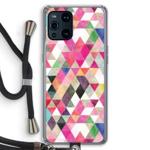 Gekleurde driehoekjes: Oppo Find X3 Transparant Hoesje met koord