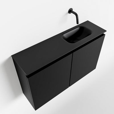Toiletmeubel Mondiaz Ture | 80 cm | Meubelkleur Urban | Eden wastafel Urban Rechts | Zonder kraangat