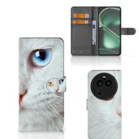 OPPO Find X6 Pro | Telefoonhoesje | Met pasjeshouder | Witte Kat