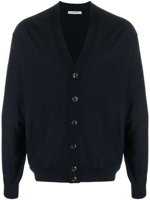 LEMAIRE cardigan en laine mélangée à col v - Bleu