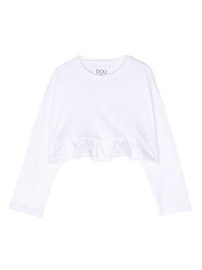 Douuod Kids t-shirt en coton volanté à col rond - Blanc