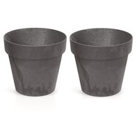 4x Kunststof bloempotten/plantenpotten betonlook 17 cm antraciet