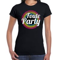 Foute party verkleed t-shirt zwart voor dames - 70s, 80s party verkleed outfit