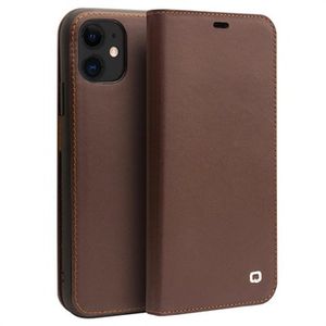 Qialino Classic iPhone 11 Wallet Leren Hoesje - Koffie