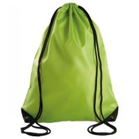 Sport gymtas/draagtas lime groen met rijgkoord 34 x 44 cm van polyester - thumbnail