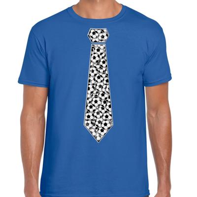 Verkleed T-shirt voor heren - voetbal stropdas - blauw - supporter EK / WK