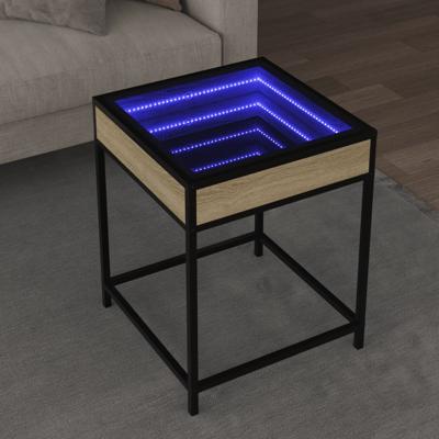 Salontafel met Infinity LED 40x40x51 cm sonoma eikenkleurig