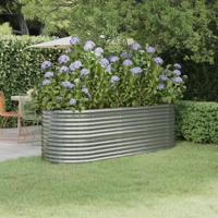 Plantenbak 224x80x68 cm gepoedercoat staal zilverkleurig Plantenbak 224x80x68 cm gepoedercoat staal zilverkleurig