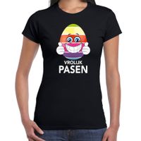 Paasei met duimen omhoog vrolijk Pasen t-shirt zwart voor dames - Paas kleding / outfit