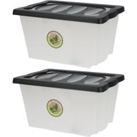 Opberg box/doos - 2x - kunststof - 20 liter - 43 x 33 x 24 cm