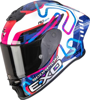 SCORPION EXO-R1 Evo II Air Cornering, Integraalhelm, Wit-Blauw-Roze