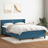 Boxspring met matras fluweel donkerblauw 160x210 cm