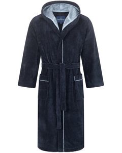 Morgenstern Morgenstern herenbadjas met capuchon Daniel marine/blauw Maat XL