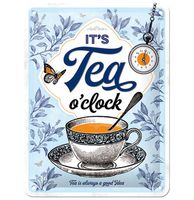 Metalen Bord 15 x 20 cm It's Tea O'Clock - thumbnail