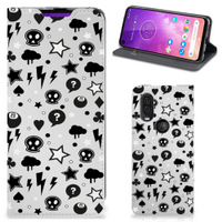 Mobiel BookCase Motorola One Vision Silver Punk - thumbnail