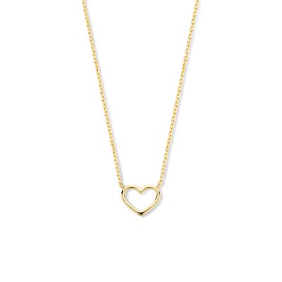 14k Geelkleurig Collier met Hartje - Verstelbare Lengte (40-44cm)