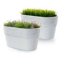 Plantenpot/bloempot Windsor - 2x - buiten/binnen - kunststof - ivoor wit - L28 x B15 x H15 cm - thumbnail