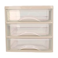 Ladeblokje/bureau organizer 3x lades - taupe/transparant - L18 x B21 x H17 cm - plastic