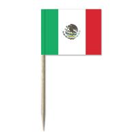 50x Cocktailprikkers Mexico 8 cm vlaggetje landen decoratie