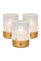 Lucide LILY - Oplaadbare Tafellamp - Accu/Batterij - Ø 8 cm - LED 3 StepDim - 1x3W 2700K/3000K - Mat Goud / Messing - Set van 3
