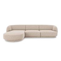 Micadoni Miley Hoekbank met Chaise Longue Links - Chenille - Kiezelgrijs