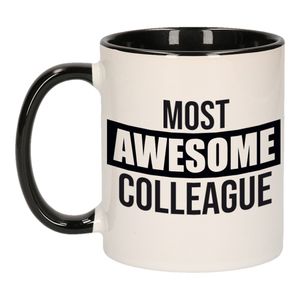 1x stuks personeel / collega cadeau mok zwart / most awesome colleague   -