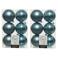 18x stuks kunststof kerstballen ijsblauw (blue dawn) 8 cm glans/mat - Kerstbal - thumbnail