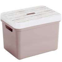 Sunware Opbergbox/mand - oud roze - 18 liter - met deksel hout kleur - Opbergbox - thumbnail