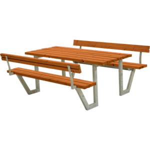 Picknicktafel Stalen Frame Wega Teak 2 Rugleuningen