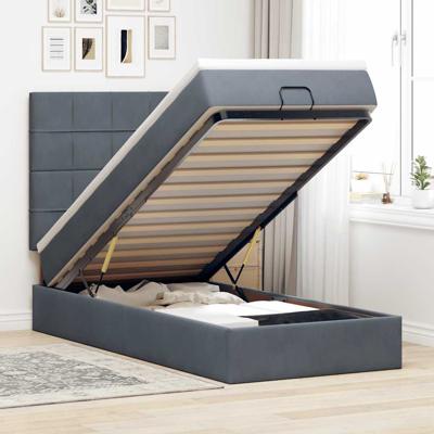 Ottoman bed met matrassen 90x200cm fluweel donkergrijs