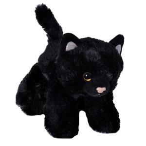 Wild Republic Kat/poes - pluche knuffel - zwart - 18 cm - katten   -