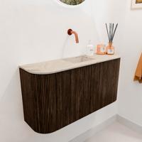 Toiletmeubel Mondiaz Joya Dlux | 83.2 cm | Meubelkleur Walnut | Faye wastafel Frappe Wasbak Midden | Zonder kraangat(en) Toiletmeubel Mondiaz Joya Dlux | 83.2 cm | Meubelkleur Walnut | Faye wastafel Frappe Wasbak Midden | Zonder kraangat(en)