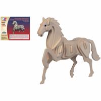 Houten dieren 3D puzzel Paard - 20 cm - Speelgoed bouwpakket - thumbnail