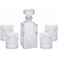 Glazen decoratie fles/karaf 900 ml met 4x glazen 230 ml voor water of likeuren   - - thumbnail