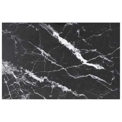 Tafelblad 100x62 cm 8 mm gehard glas met marmeren design zwart