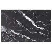 Tafelblad 100x62 cm 8 mm gehard glas met marmeren design zwart