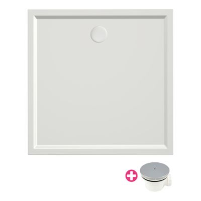 Douchevloer Xenz Mariana Plus | 100x100 cm | Incl.Afvoersifon-Chroom | Acryl | Vierkant | Wit mat
