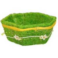 Paaseieren mandje - groen - zeshoek - deco gras - 18 cm - Paasdecoratie