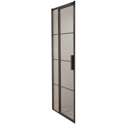 BWS Douchecabine Deur Frame met Vast Paneel 79x200 cm 8 mm NANO Glas Mat Zwart Raster