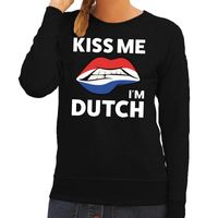 Kiss me I am Dutch sweater zwart dames - thumbnail